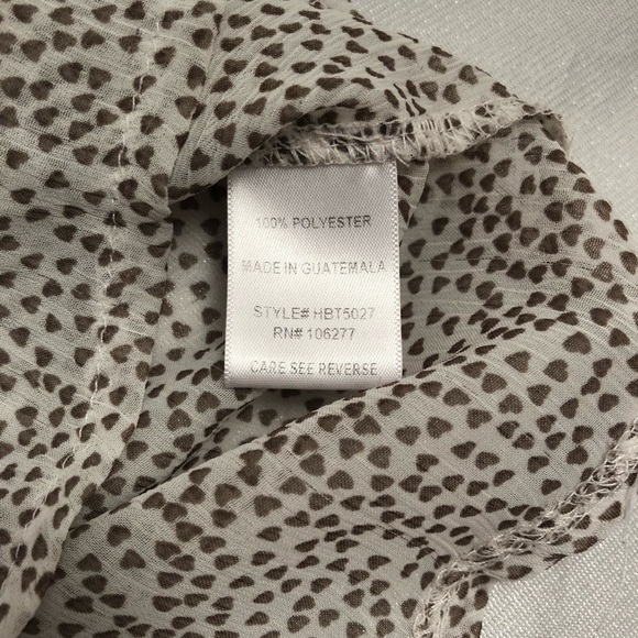 Hale Bob sheer v-neck button up blouse with tiny hearts - Picture 7 of 9